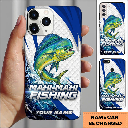 Joycorners Mahi-mahi Fishing Phone Case  Scale Texture White Blue Dynamic Wave Art Personalized Name Phone Case