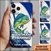 Joycorners Fishing Phone Case Scale Texture White Blue Dynamic Wave Art Personalized Name Phone Case (8 Fish Species)