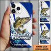 Joycorners Fishing Phone Case Scale Texture White Blue Dynamic Wave Art Personalized Name Phone Case (8 Fish Species)
