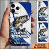 Joycorners Fishing Phone Case Scale Texture White Blue Dynamic Wave Art Personalized Name Phone Case (8 Fish Species)