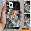 Joycorners Fishing Tribal Pattern Black White Water Splash Personalized Name Phone Case (10 Fish Species)