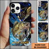 Joycorners Fishing Blue Honeycomb Splash Art Personalized Name Phone Case (10 Fish Species)