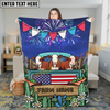Joycorners Cows on Farm Truck with American Flag Fireworks Rustic Country Style Personalized Name 3D Blanket (8 Breeds)