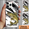 Joycorners Fishing Black White Abstract Brush Strokes Personalized Name Phone Case (10 Fish Species)