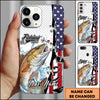 Joycorners Fishing American Flag Patriotic Water Splash Personalized Name Phone Case (10 Fish Species)