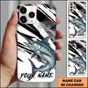 Joycorners Fishing Black White Abstract Brush Strokes Personalized Name Phone Case (10 Fish Species)