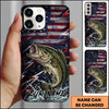 Joycorners Fishing USA Flag Splash Patriotic Art Personalized Name Phone Case (10 Fish Species)
