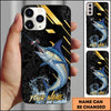 Joycorners Fishing Luxury Black Gold Lightning Splash Personalized Name Phone Case (10 Fish Species)