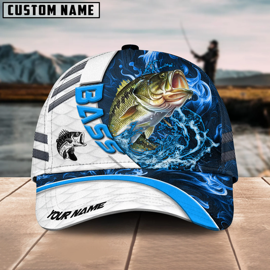 Joycorners Fishing White Blue Lava Sport American Flag Pattern Sport Pattern Personalized Name 3D Cap (11 Breeds)