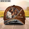 Joycorners Jesus & Horse “Never Walk Alone” Tooled Leather Western Art Personalized Name Cap (8 Breeds)