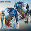Joycorners Freshwater Fish Fishing Water Splash Scale Pattern Personalized Name, Team Name Long Sleeve Shirt (6 Breeds)