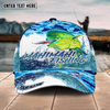 Joycorners Fishing Blue Water Camo Pattern Sport Pattern Personalized Name 3D Cap (11 Breeds)