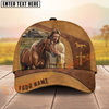 Joycorners Jesus Embracing Horse Farm Scene Western Leather Art Personalized Name Cap (8 Breeds)