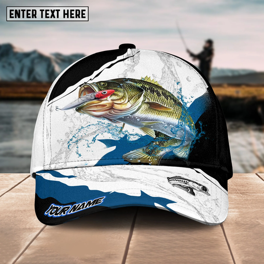 Joycorners Fishing Black White Water Flow Pattern Sport Pattern Personalized Name 3D Cap (11 Breeds)
