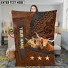 Joycorners Cow Blanket Cattle Trio Rustic Leather Western Style Personalized Name 3D Blanket (10 Breeds)