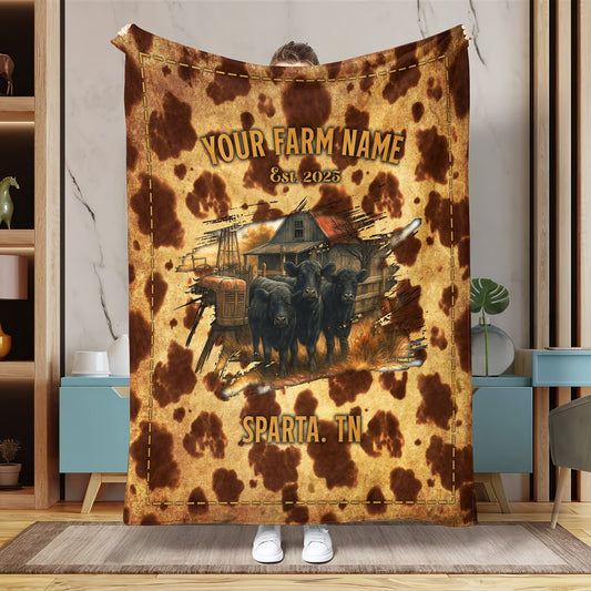 Joycorner Personalized Farm Name Rustic Cattle Blanket (9 Breeds)