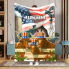 Joycorners Personalized Farm Name Blanket with American Flag & Cow