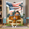 Joycorners Personalized Farm Name Blanket with American Flag & Cow