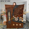 Joycorners Cow Blanket Cattle Trio Rustic Leather Western Style Personalized Name 3D Blanket (10 Breeds)