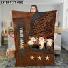 Joycorners Cow Blanket Cattle Trio Rustic Leather Western Style Personalized Name 3D Blanket (10 Breeds)