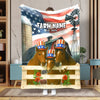Joycorners Personalized Farm Name Blanket with American Flag & Cow