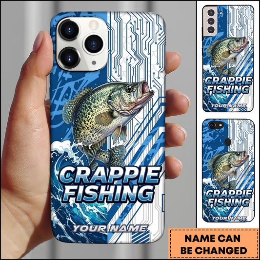 Joycorners Crappie Fishing Phone Case  Circuit Board Tech Blue Sport Design Personalized Name Phone Case