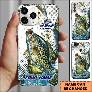 Joycorners Crappie Fishing Phone Case Jumping Blue Fish Water Splash Sport Fishing Art Personalized Name 3D Phone Case