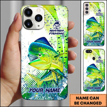 Joycorners Mahi-mahi Fishing Phone Case Jumping Blue Fish Water Splash Sport Fishing Art Personalized Name 3D Phone Case