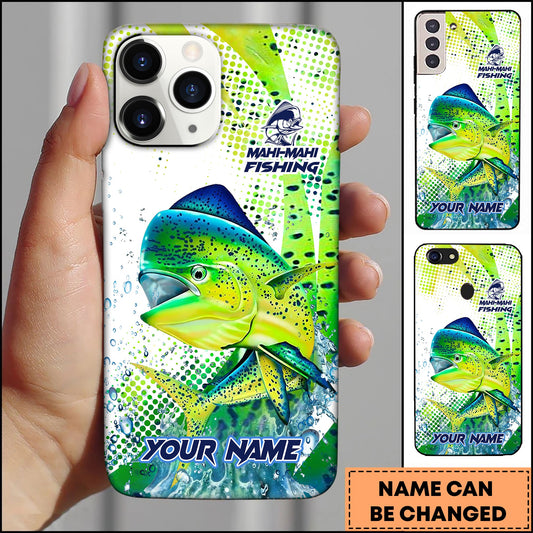 Joycorners Mahi-mahi Fishing Phone Case Jumping Blue Fish Water Splash Sport Fishing Art Personalized Name 3D Phone Case