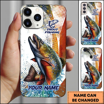 Joycorners Trout Fishing Phone Case Jumping Blue Fish Water Splash Sport Fishing Art Personalized Name 3D Phone Case
