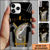Joycorners Fishing Heartbeat Angler Silhouette Design Personalized Name Phone Case (10 Fish Species)