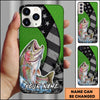 Joycorners Fishing Neon Green Honeycomb Wave Splash Personalized Name Phone Case (10 Fish Species)