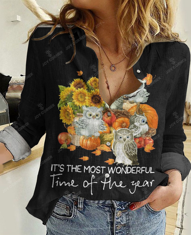 Joycorners Owl Halloween Casual Shirt