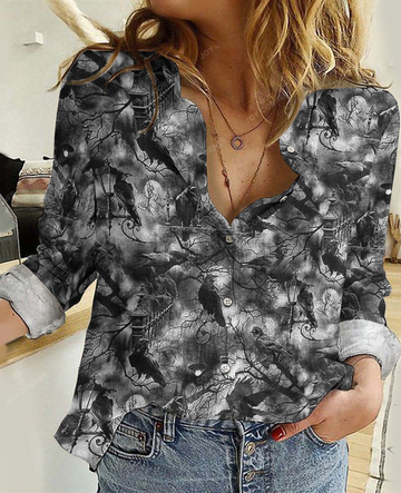 Joycorners Raven Halloween Grey Awesome Casual Shirt