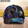 Joycorners Horse Galaxy Cosmic Black Leather Pattern Personalized Name Cap (8 Breeds)