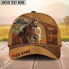 Joycorners Jesus Embracing Horse Farm Scene Western Leather Art Personalized Name Cap (8 Breeds)