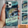 Joycorners Fishing Teal Honeycomb Water Burst Personalized Name Phone Case (10 Fish Species)
