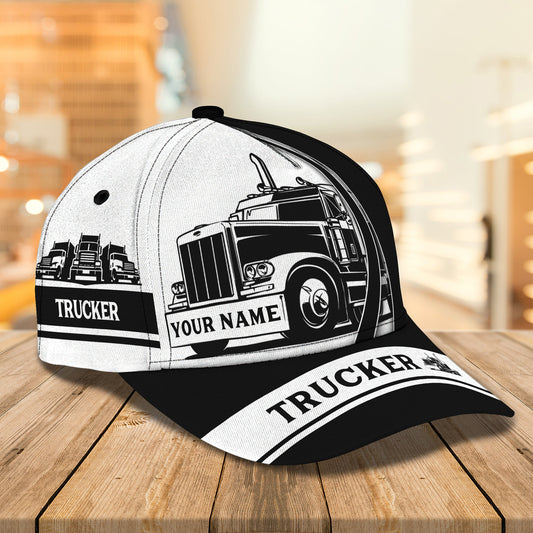 Joycorners Trucker BnW Customized Name 3D Cap