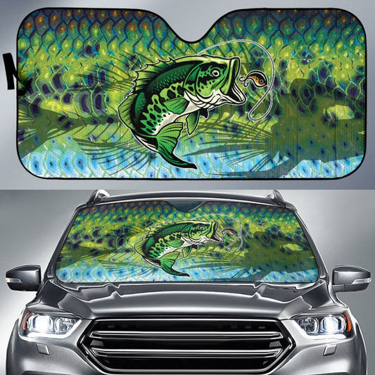 Joycorners Largemouth Bass Fishing Bone Auto Sun Shade