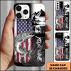 Joycorners Fishing Patriotic USA Flag Mountain Angler Silhouette Personalized Name Phone Case (10 Fish Species)