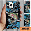 Joycorners Fishing Blue Grunge Paint Splash Dynamic Art Personalized Name Phone Case (10 Fish Species)