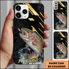 Joycorners Fishing Luxury Black Gold Lightning Splash Personalized Name Phone Case (10 Fish Species)