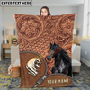 Joycorners Horse Rustic Tooled Leather Floral Pattern Zipper Art Personalized Name 3D Blanket  (8 Breeds)