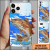 Joycorners Fishing Water Splash Blue Pop Art Personalized Name Phone Case (10 Fish Species)