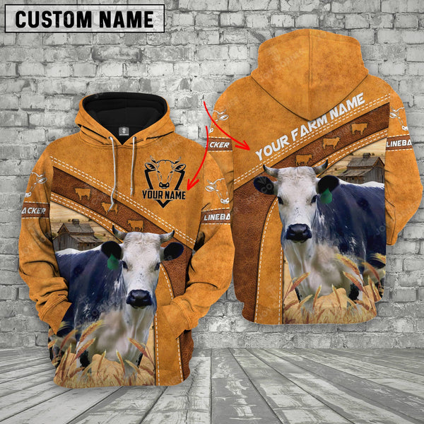 Joycorners Personalized Name Linebacker Cattle All Over Printed 3D Cattle Hoodie