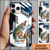 Joycorners Fishing Phone Case Splash Water Honeycomb Black White Sport Design Personalized Name Phone Case (8 Fish Species)