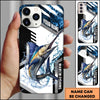 Joycorners Fishing Phone Case Splash Water Honeycomb Black White Sport Design Personalized Name Phone Case (8 Fish Species)