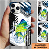 Joycorners Fishing Phone Case Splash Water Honeycomb Black White Sport Design Personalized Name Phone Case (8 Fish Species)