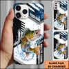 Joycorners Fishing Phone Case Splash Water Honeycomb Black White Sport Design Personalized Name Phone Case (8 Fish Species)