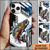 Joycorners Fishing Phone Case Splash Water Honeycomb Black White Sport Design Personalized Name Phone Case (8 Fish Species)